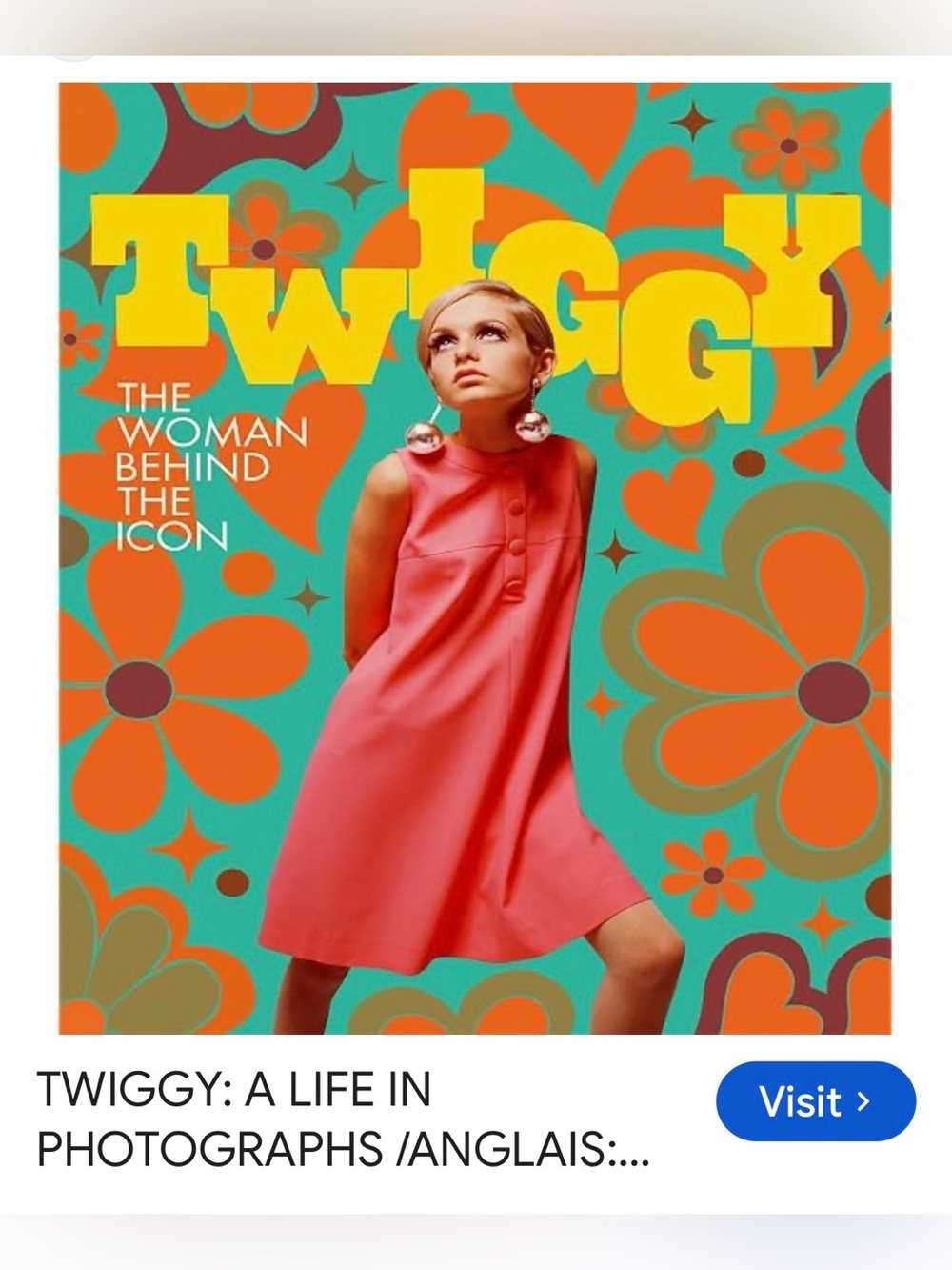 #3087**Twiggy Iconic Mod Dress Poster - Coral Pink Dress